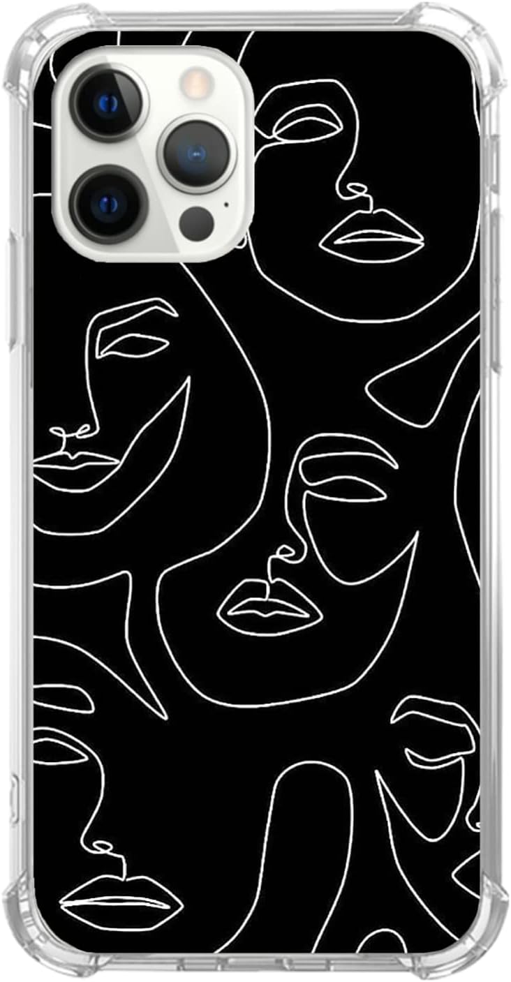 Lobtseyrem Abstract Face Line Art Case Compatible with iPhone 13 Pro Max, Minimalist Aesthetic Abstract Face Case for iPhone 13 Pro Max for Teens Men and Women, Trendy Cool TPU Bumper Cover Case