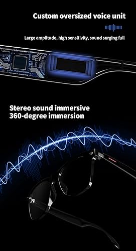 Miniatura 6 de Gafas Bluetooth, gafas de audio inteligentes inalámbricas Bluetooth, sonido de oído abierto con micrófono y altavoces, filtro de luz azul, asistente