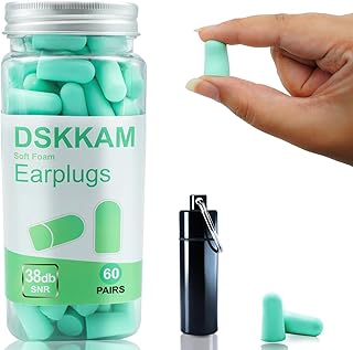 DSKKAM Ultra Soft Foam Ear Plugs, 38db SNR Noise Cancelling Ear Plugs for Sleeping 60 Pair with Carry Case Earplugs Fit for Everyone Snoring Travel Loud Noise Bike Study Work Party Concert- Mint Green