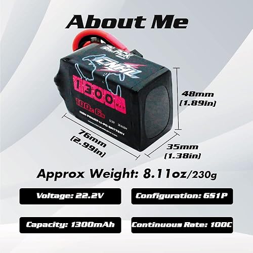 Miniatura 2 de CNHL Black Series 1300mAh 6S Lipo Batería 22.2V 100C (Burst 200C) con XT60 para FPV Racing RC Quadcopter Helicóptero Avión Multimotor Hobby DIY