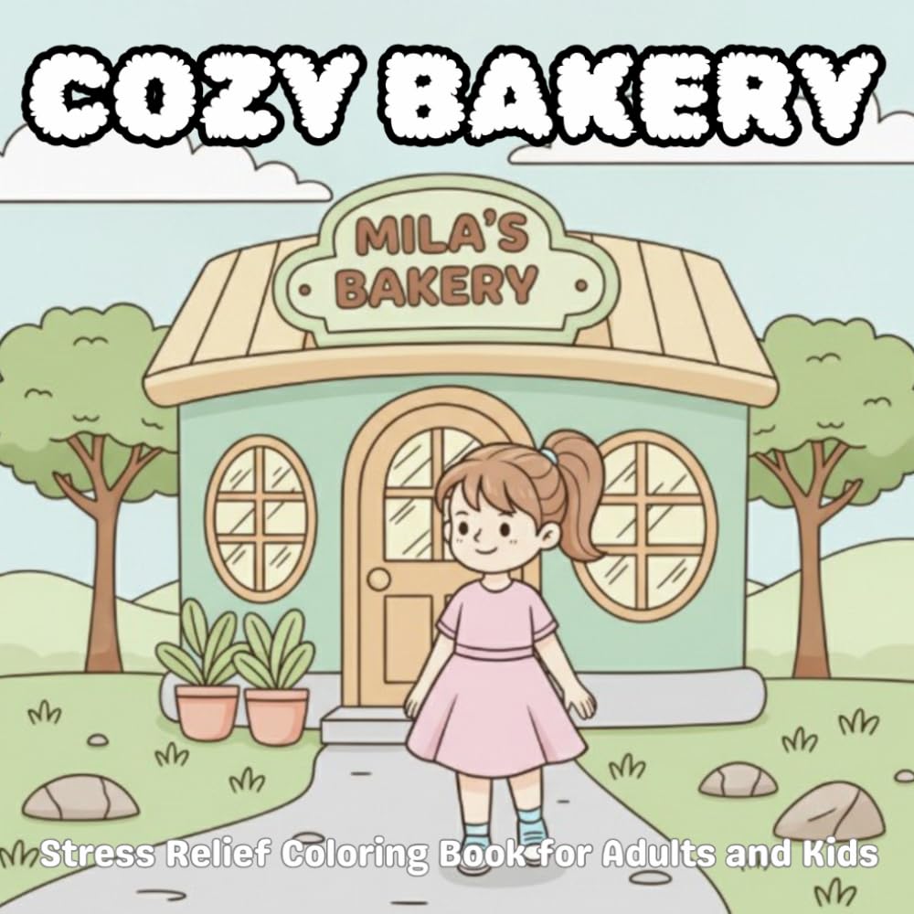 Cozy Bakery: Stress Relief Coloring Book for Adults and Kids