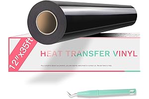 HTVRONT 12" x 35ft Premium Black Heat Transfer Vinyl Rolls
