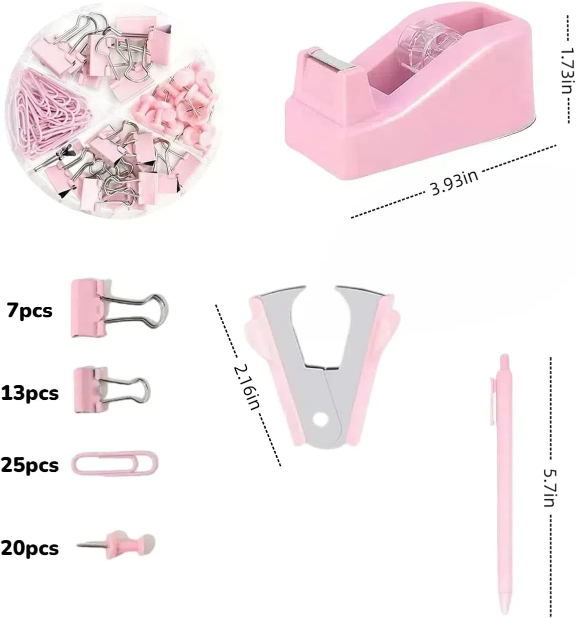 10Pack Office Supply Set Stapler Set Stationery Supplies Include Paper Stapler,Pen,Tape Dispenser,Staple Remover,Scissors, Staples,Clips, Transparent Tape,Notes(Pink) Modern image 3 of 7 B0DRPBP2Q6