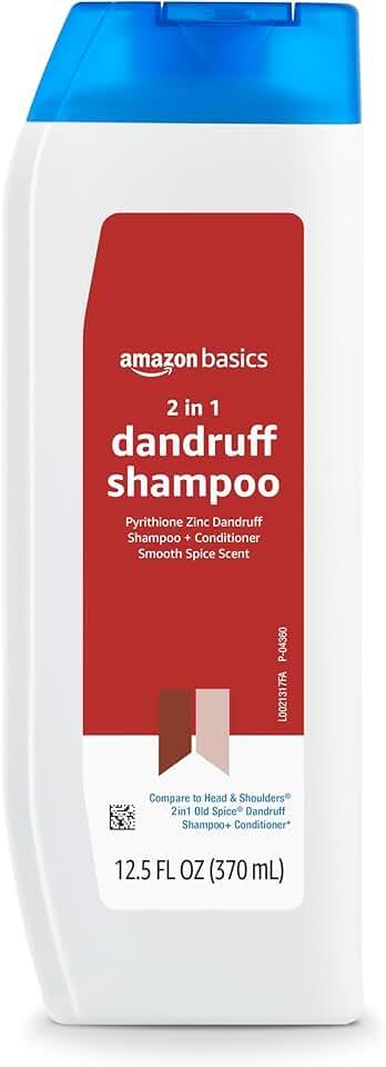 Amazon Basics Anti-Dandruff 2-in-1 Shampoo and Conditioner for Men, Itch and Flake Control, Smooth Spice Scent, pH Balanced, Paraben-Free, Safe for All Hair Types, 12.5 Fl Oz (Previously Solimo)