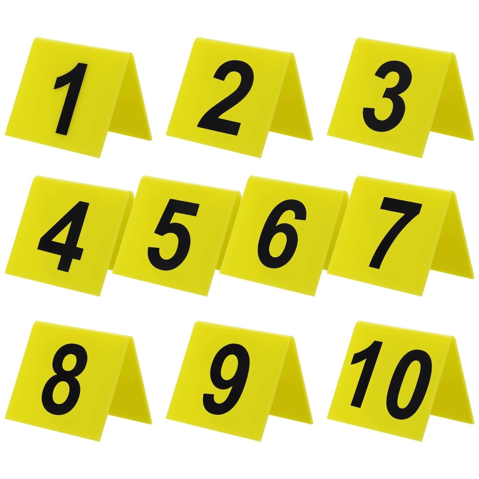 WSQHAO 10Pcs Table Numbers Number Markers Reusable Double Sided Restaurant Evidence Marker for Restaurant