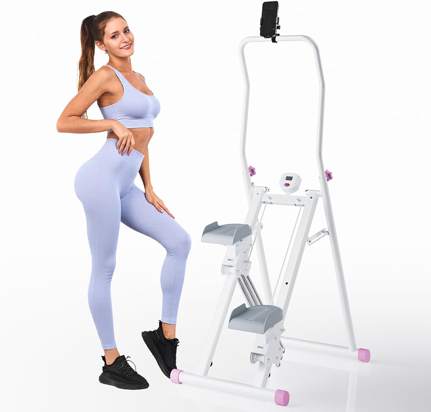 MOMODA Stair Stepper Resistance Adjustable Folding Vertical Climber Machine for Home Gym Full-Body Workout