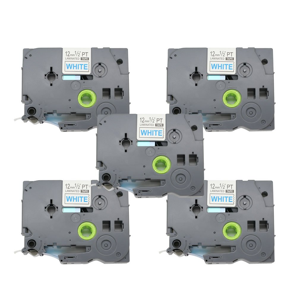 BROVACS 5 Pack Blue on White Label Tape Compatible for Brother P-Touch TZ 233 TZe 233 12mm 1/2" OPA1123Cx5