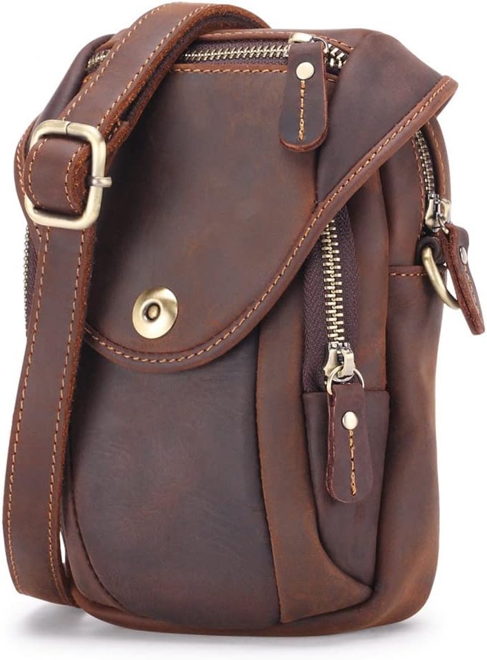 Handmade Retro Leather Men's Bag Men's Belt Waist Bag Messenger Bag Shoulder Bag Small Bag