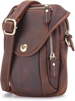 Handmade Retro Leather Mens Bag Mens Belt Waist Bag Messenger Bag Shoulder Bag Small Bag