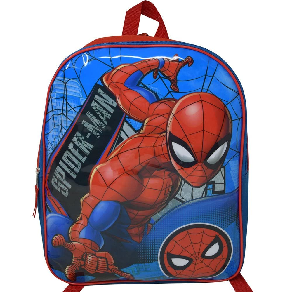 Spider-ManMarvel Spiderman 15" Backpack with Plain Front, Blue, Large, Blue, Large, Casual