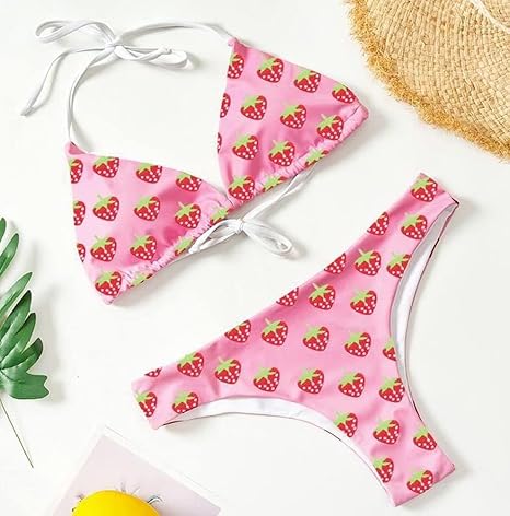 イチゴ柄 ビキニ bikinimi水着モノキニフリルイチゴ柄ビキニ温泉旅行カワセクシー