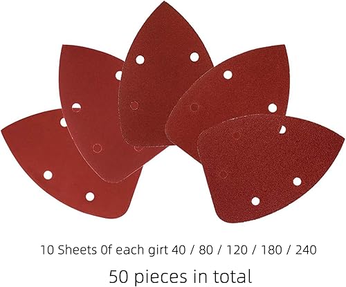 Miniatura 16 de Coceca 100 almohadillas de lija triangulares de papel de lija con gancho y bucle para madera, ajuste de madera, multiherramienta oscilante de 3-1/8