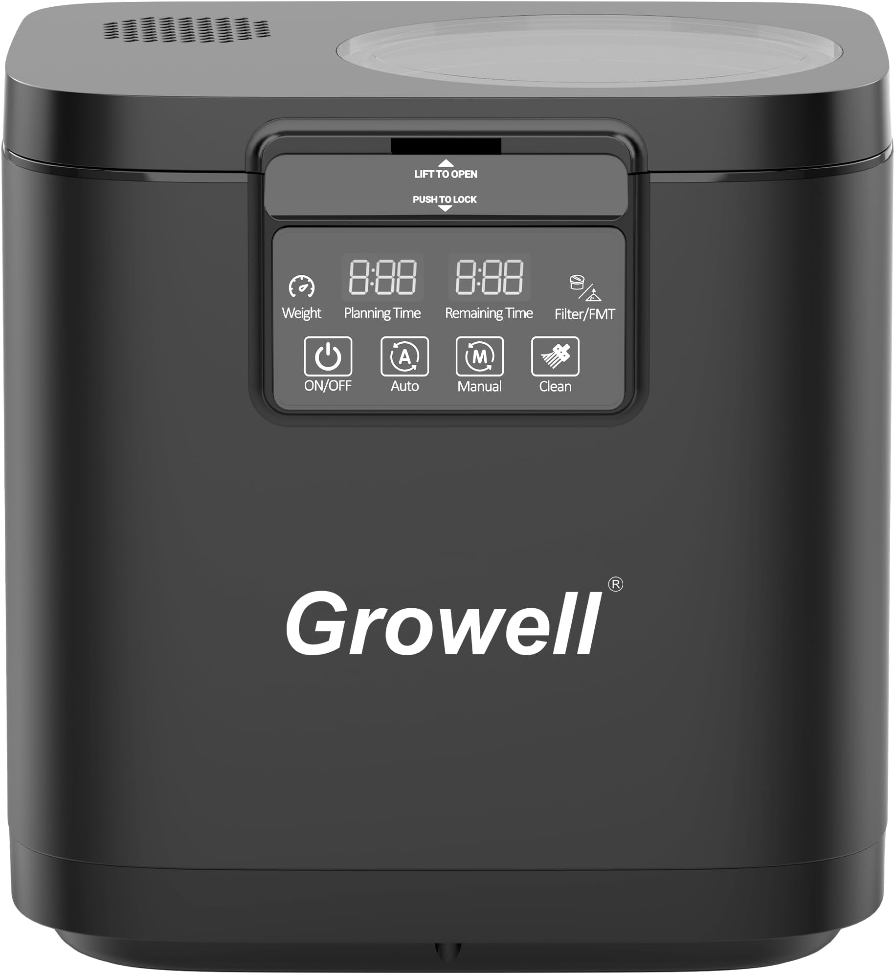 Growell Electric Composter for Kitchen, 4L Countertop Compost Bin with Carbon Filters, Visible Window, Auto-Clean, Quiet & Long-Life Upgraded Brushless Motor, Indoor Food Waste Composting Machine