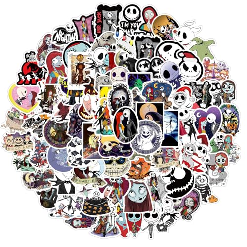100pcs The Nightmare Before Christmas Stickers for Water Bottle Waterproof Vinyl Decal for Adult Teen Kids Laptop Skateboard Phone Travel Case Bike Guitar