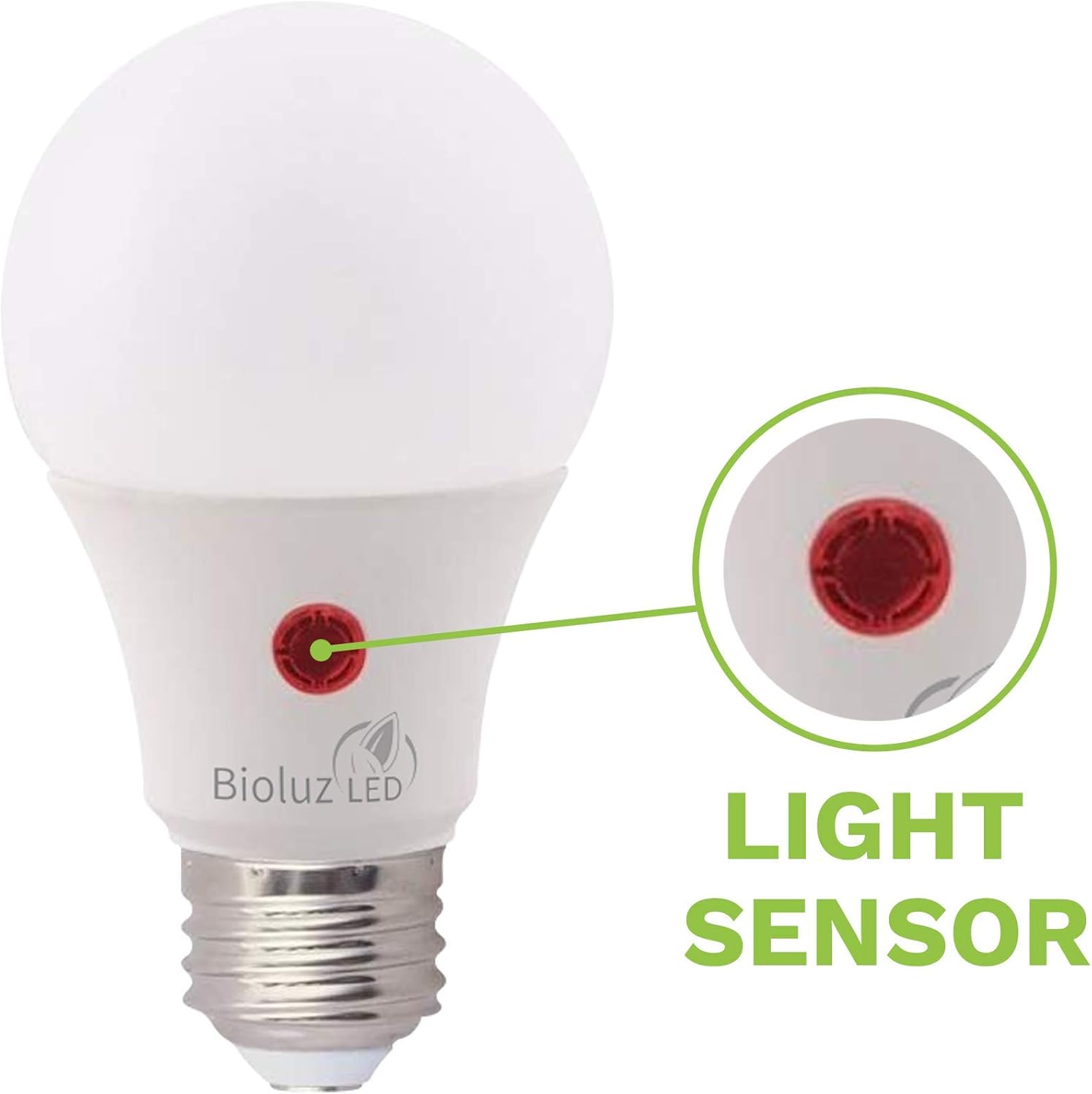 Bioluz LED Dusk to Dawn Light Bulb, 9W (60W Equivalent) A19 LED Light Bulb with Photocell Sensor, Auto On/Off, 3000K Soft White Indoor/Outdoor Light Bulbs for Porch, Yard, Hallway – UL Listed 6-Pack