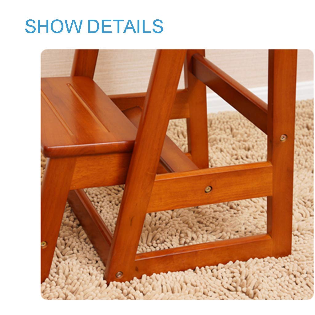CHEWYNP Taburete Plegable fácil y Conveniente, Silla Plegable de Madera de Roble, Silla de Escalera con 2 escalones para el hogar, Biblioteca Plegable, Cocina, Oficina, escalones portátile
