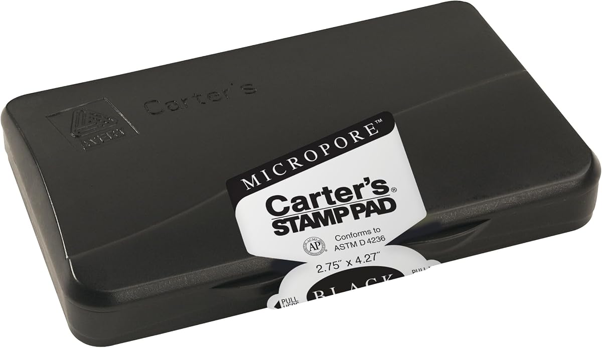 Carter's Micropore Black Stamp Pad, 2.75 x 4.27 Inches, 12 Pack (21281)