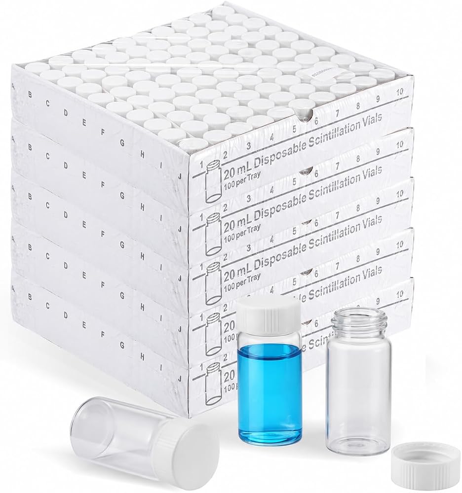 20 mL Scintillation Vials, 22-400 Screw Caps, 500 Pieces — 사진 1