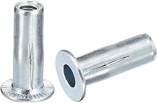 uxcell 1/4-20 Multi-Grip Rivet Nuts, 10pcs Pre-Bulbed Shank Flat Head Threaded Insert Nut Carbon Steel Plus Nuts for Construction Industrial