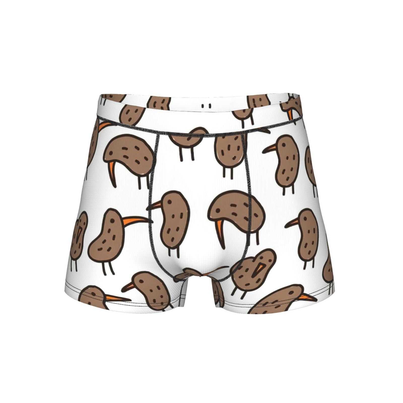 DUWAA Kiwi Bird Cute Print Mens Performance Underwear, Athletic Breathable Boxer Briefs For Sports And Daily Wear Black