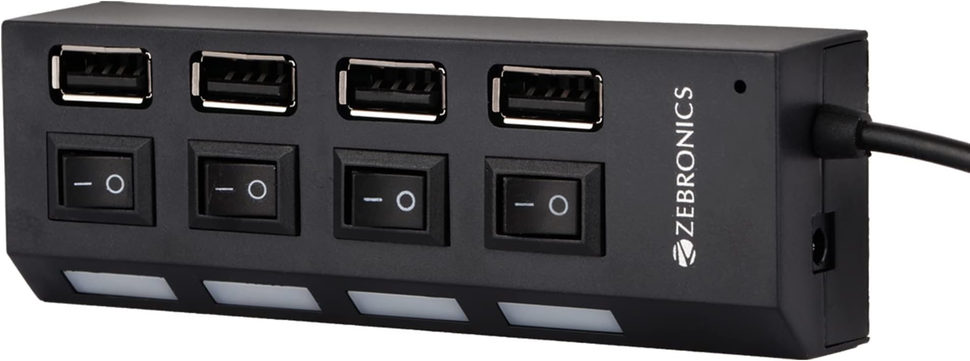 ZEBRONICS 150Hb 4 Port USB Hub with Dedicated On/Off Switch, Led Indicators, 45Cm Cable Length, Optional Power Input Port, Multi Device and Plug Play Usage