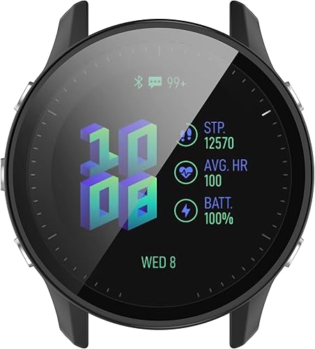 Miniatura 7 de Funda protectora compatible con Garmin Forerunner 955955, protector de pantalla solar, vidrio templado, policarbonato duro, cubierta completa,