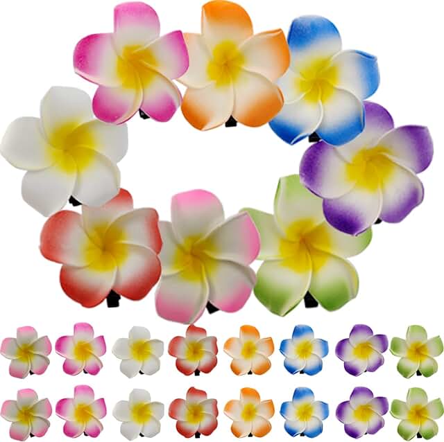 40PCS Frangipani Artificial Foam Hair Clips for Bridal, Wedding, Luau, B...