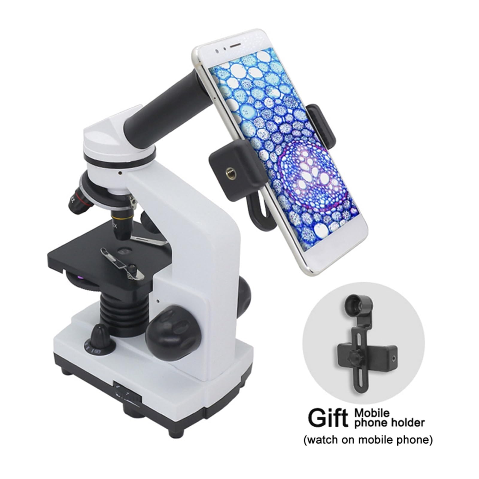 Microscopio electrónico Microscopio Biológico For Estudiantes 1600X, 2MP, Ocular Electrónico USB, Microscopio Digital, 50 Diapositivas Con Lámpara LED, Microscopio Monocular Fácil de usar
