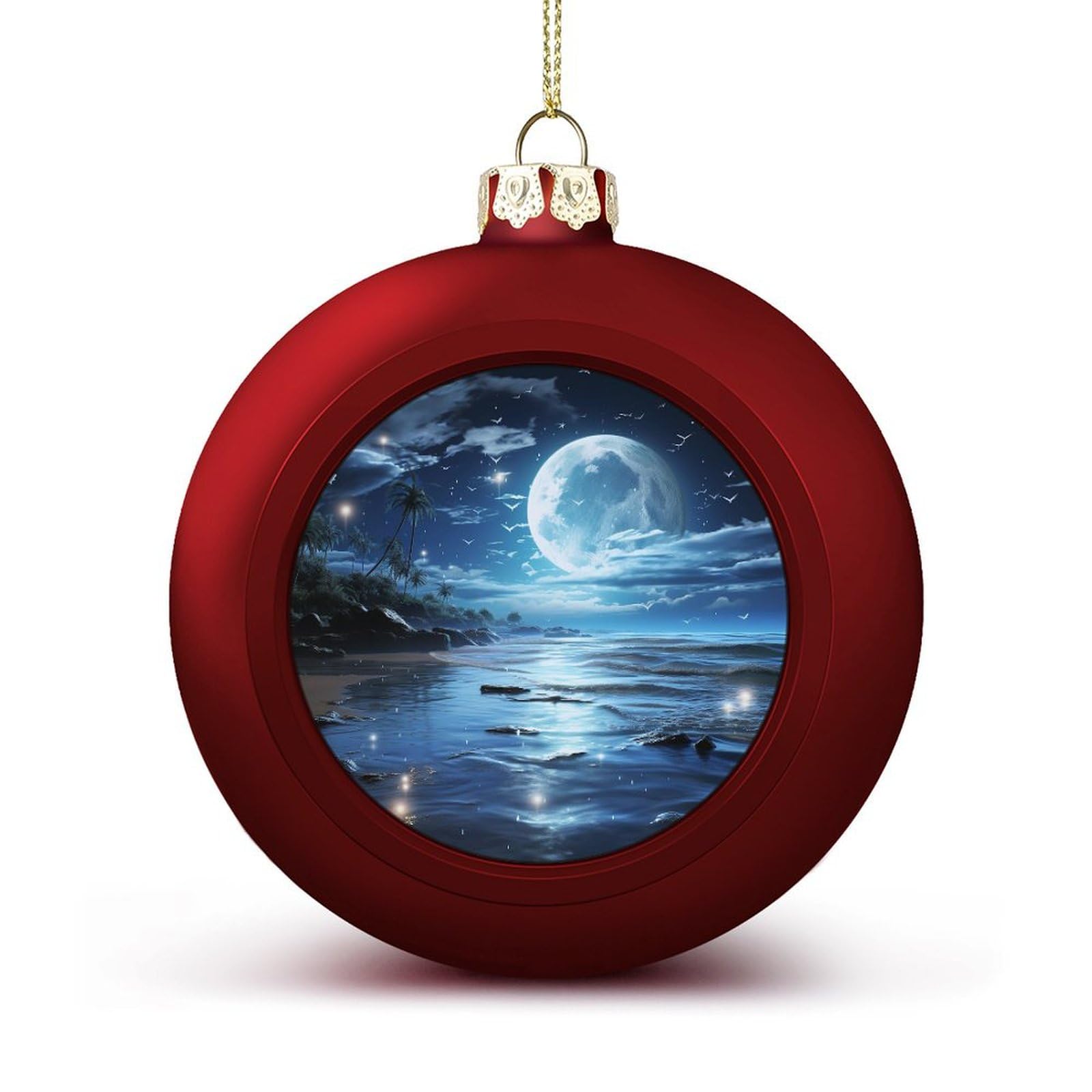 Boules de Noël lune incassables rouge déco sapin sans risque casse