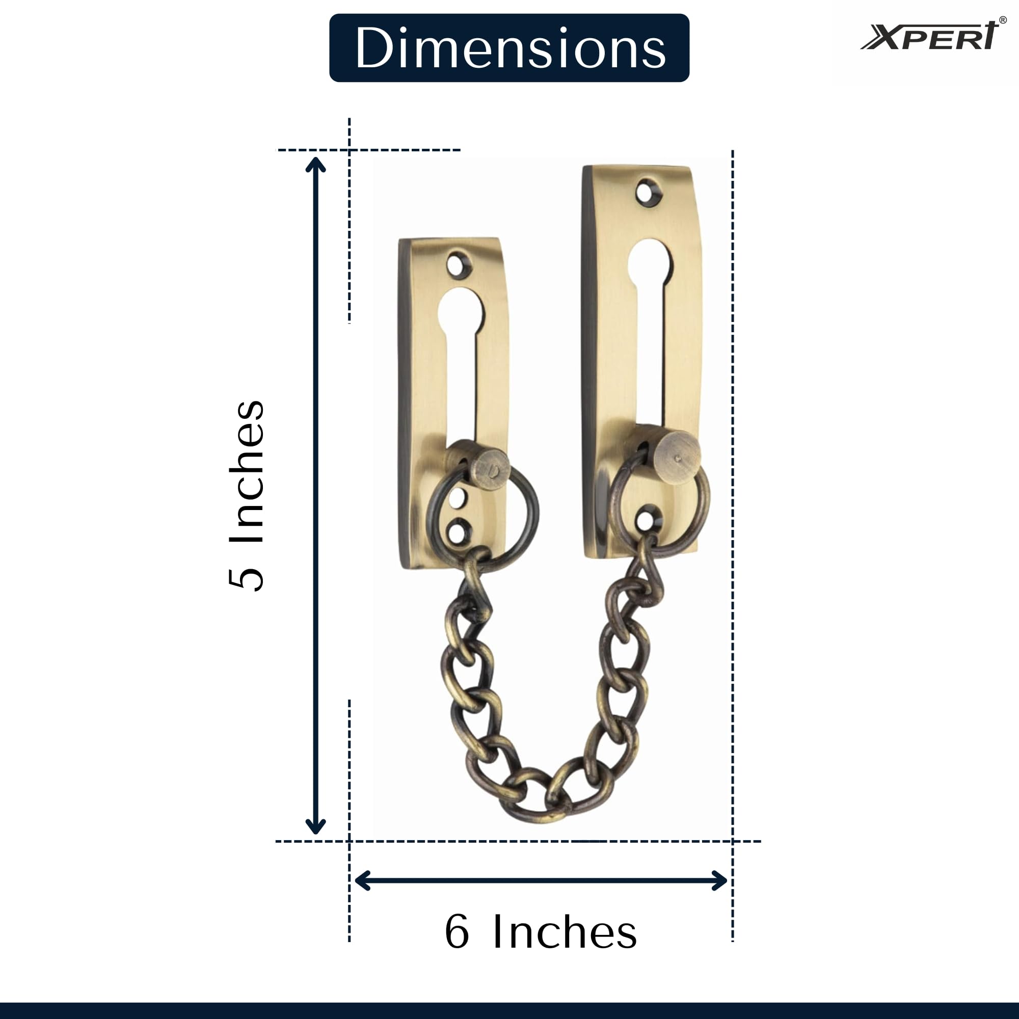 Brass Door Chain by Xpert (Pack of 1) Works with Chain Lock for Door & Door Lock - Door Chain Lock for Main Door & Safety Latch for Door - Latch Lock for Door & Door Safety (DC-145) — Amazon image 4