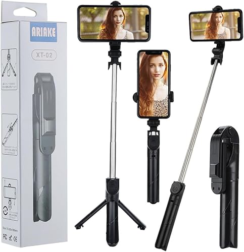 ARIAKE Selfie Stick - Control remoto inalámbrico ligero de rotación de 360 para fotos y videos de transmisión en vivo, compatible con muchos modelos