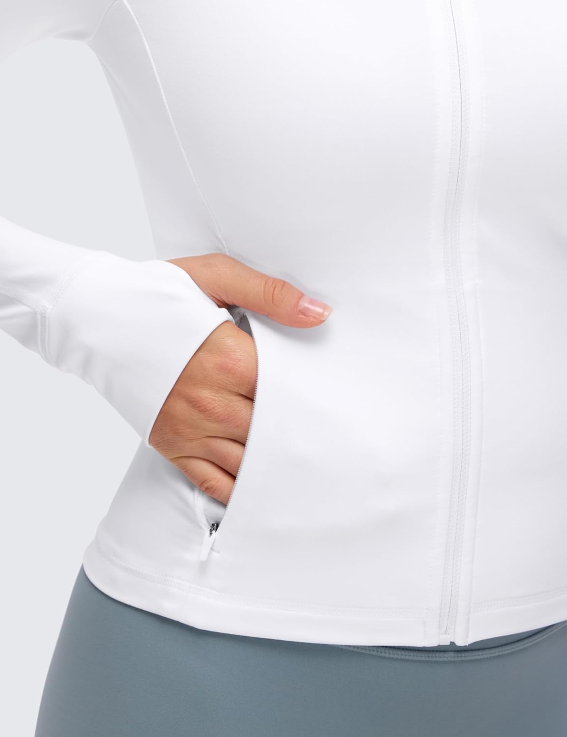 CRZ YOGA Butterluxe V-Neck Jackets for Women - Full Zip Athletic Track Tops with Thumb Holes Pockets - Image 5