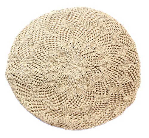An Beige Beanie Hat Beret Crochet Knit Summer Fall Fashion Accessory #TOP1