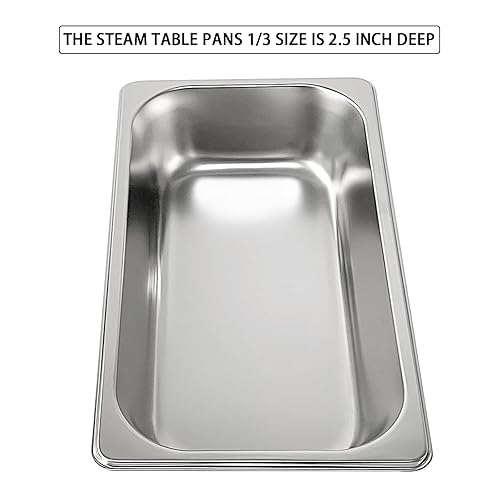 Miniatura 5 de UEJYWUY Paquete de 8 bandejas de mesa de vapor de tamaño 13, bandeja de acero inoxidable antiatascos de 2.5 pulgadas de profundidad para hotel, mesa