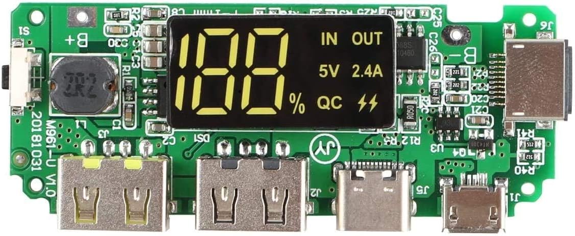 18650-Board Dual USB 5V 2.4A Mobile Module 18650-Lithium Battery Charger-Board with Overcharge Overdischarge Short Circuit Protection DIY USB Board