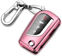 Vista 15 de QBUC Funda para llavero Toyota compatible con Toyota Fortuner Tundra Camry RAV4 Highlander Corolla Smart Key Sliver