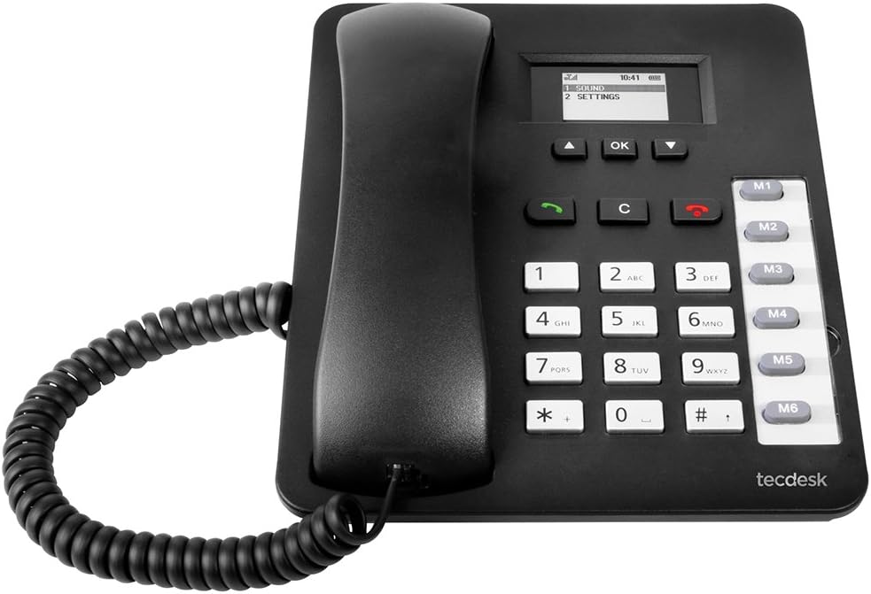 Tecdesk 1000V GSM Desktop Phone with Hot Dial Function - Black