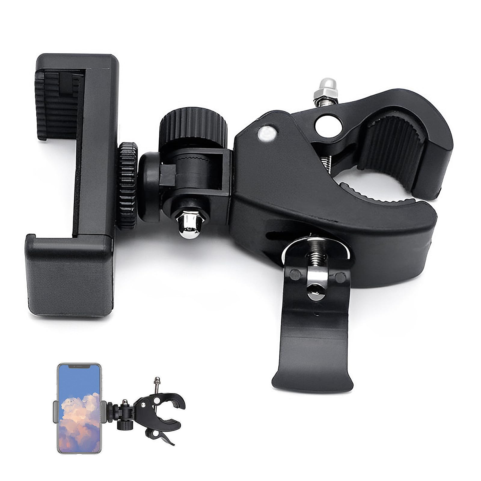 Mic Stand Phone Holder, Flexible Microphone Arm Mount Clamp With 360° Rotation Clip for Live Broadcast Recording Riding Traveling