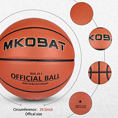 Mkobat Basketball 29.5" Official Size 7 Basketball High Density Pu Leather Game Basket Ball For Adults Youth Boys And Girls Indoor Outdoor Games Training/Match Basketball (Deflated) #TOP4