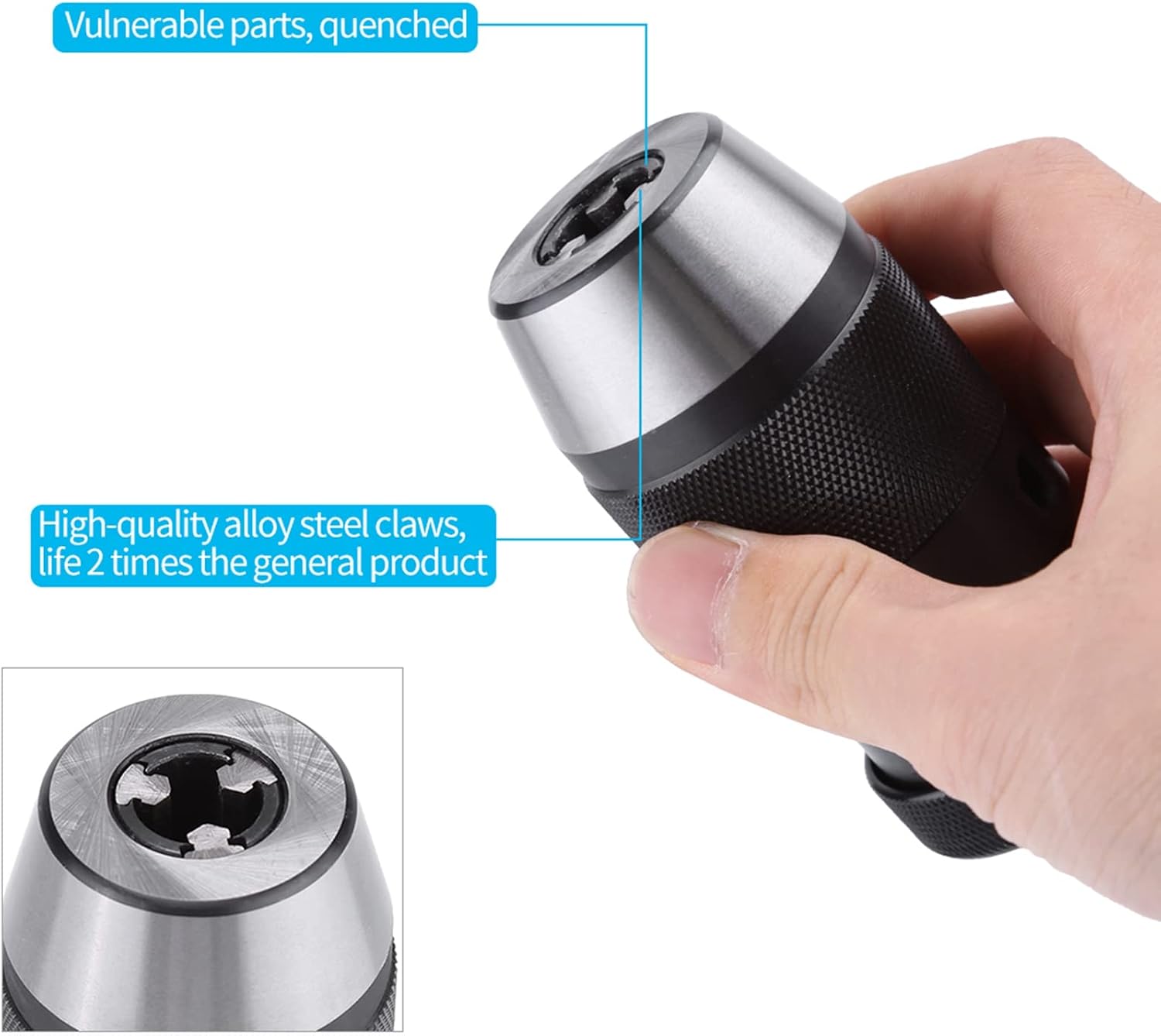 Drill Press Chuck, 1/2" Steel Keyless Drill Chuck, 0-13mm Clamping Capacity B16 Lathe Chuck Self Tightening for Lathe Electric Drill