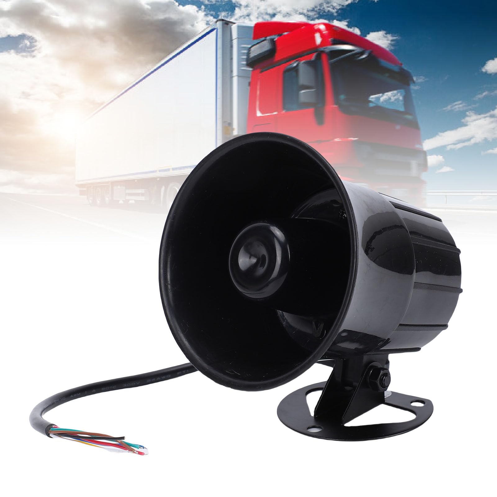 Asixxsix Syrena Samochodowa, Kompaktowy Megafon z Głośnikiem 120 DB, 15 W, 8 Ω, Wzmacniacz Awaryjny z Odtwarzaniem MP3 i Sterowaniem USB do zastosowań Morskich W Wózkach Widłowych