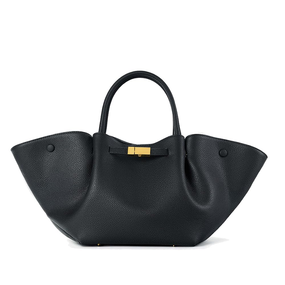 Bolso Dumpling de Cuero Genuino para Mujer Bolso de Mano Gran Capacidad Elegante Bolso Hobo Media Luna para Trabajo Oficina y Diario Negro