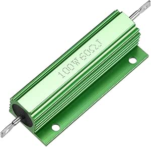 sourcing map Aluminium Housing Resistor Cable Wound LED Replacement Converter 100 W 60 Ohm Green