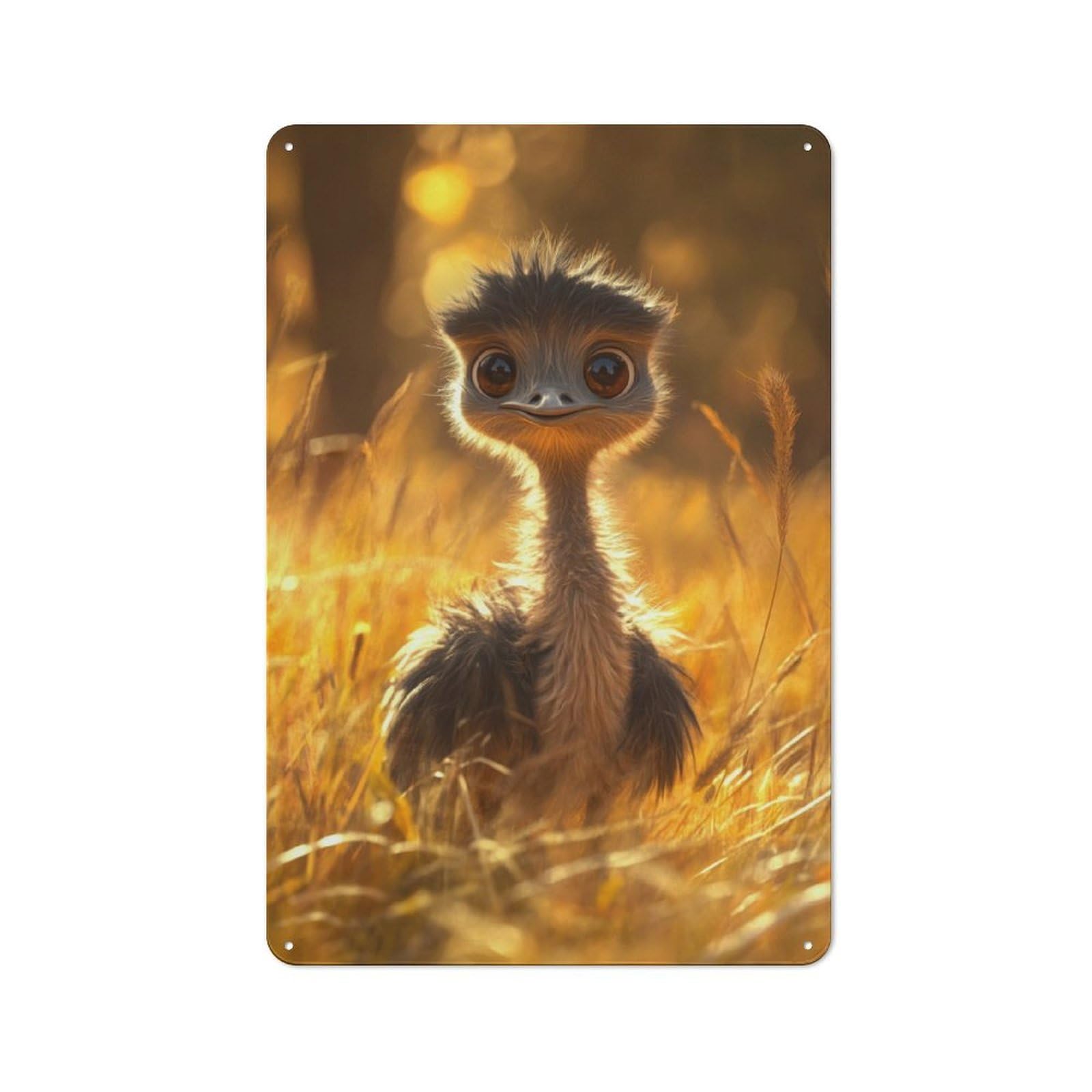 Junmoney Cute Ostrich Chick Vintage Metal Plaque 30X20cm For Dining Room Or Kitchen, For Home Decor Collectors Refreshing A Room In Autumn