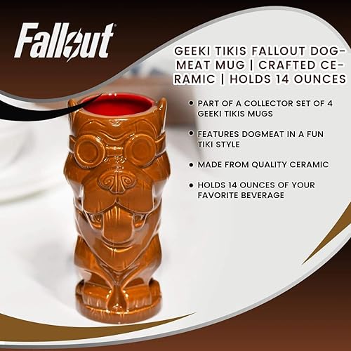 Miniatura 6 de Geeki Tikis Fallout Dogmeat - Taza de cerámica coleccionable oficial de Fallout estilo Tiki | Capacidad para 14 onzas