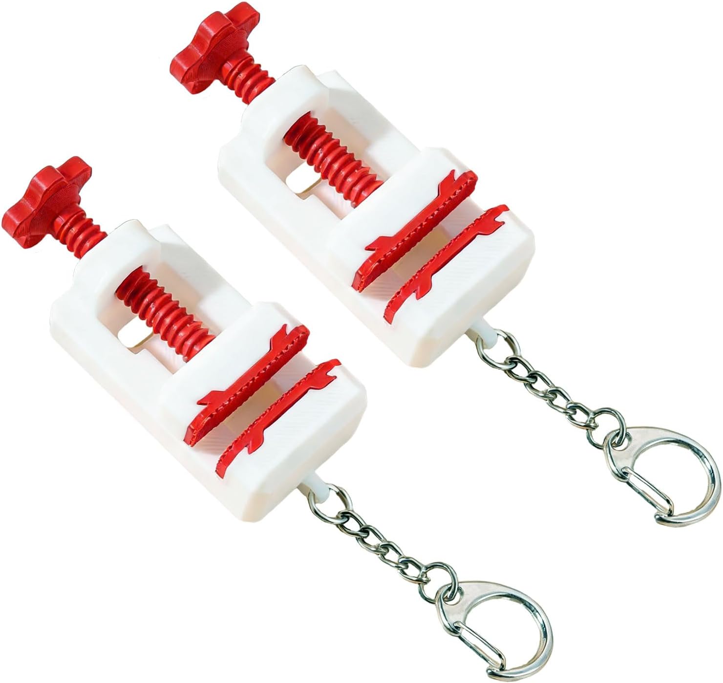 2Pcs Mini Bench Vice Clamp Keychain Tool, Small Table Clamp with Adjustable Jaws, Mini Bench Clamp Keychain Gadgets for Watch Repair, Sculpture Craft, and Jewelry Making, Red
