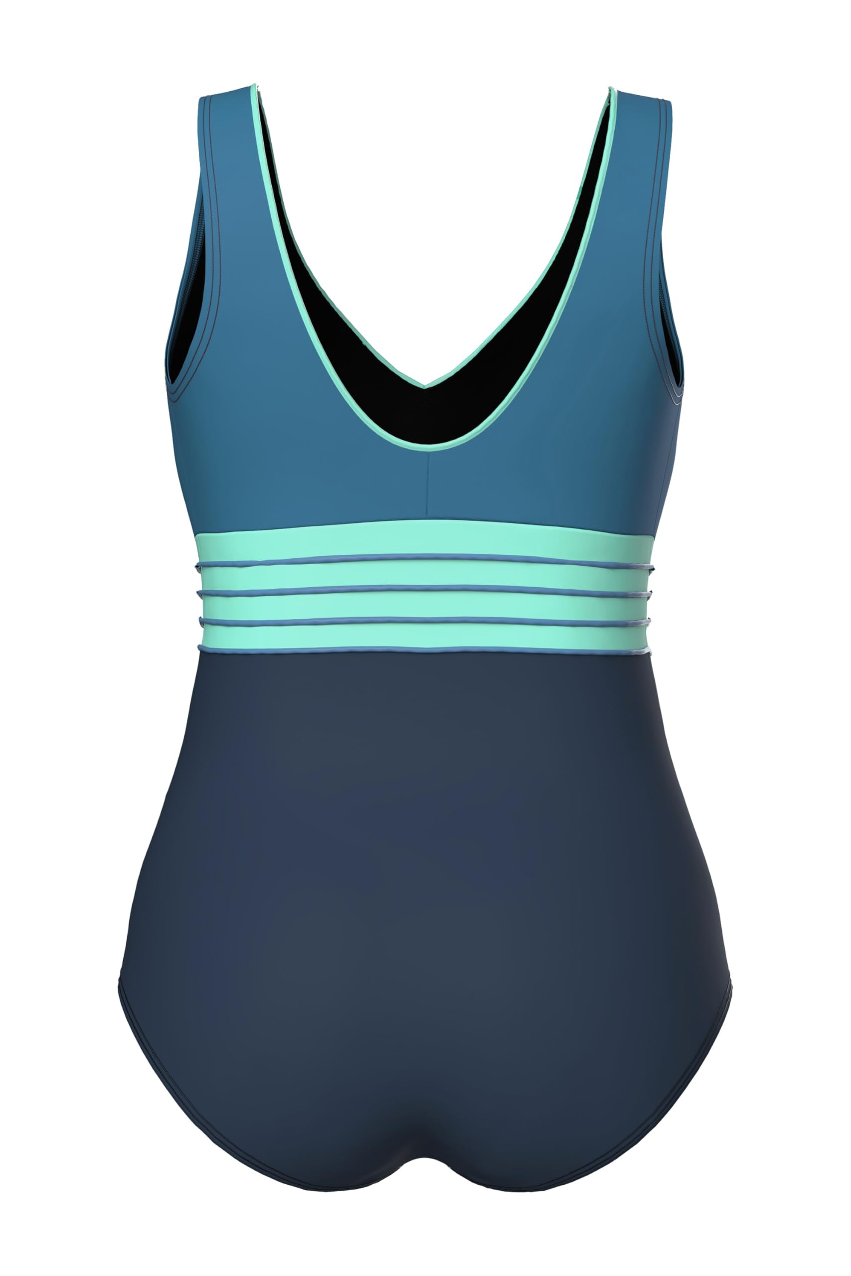 Ulla Popken Badeanzug, Gold-Piping, Softcups, V-Ausschnitt, Recycelt Costumi da Bagno Donna (Pacco da 1)