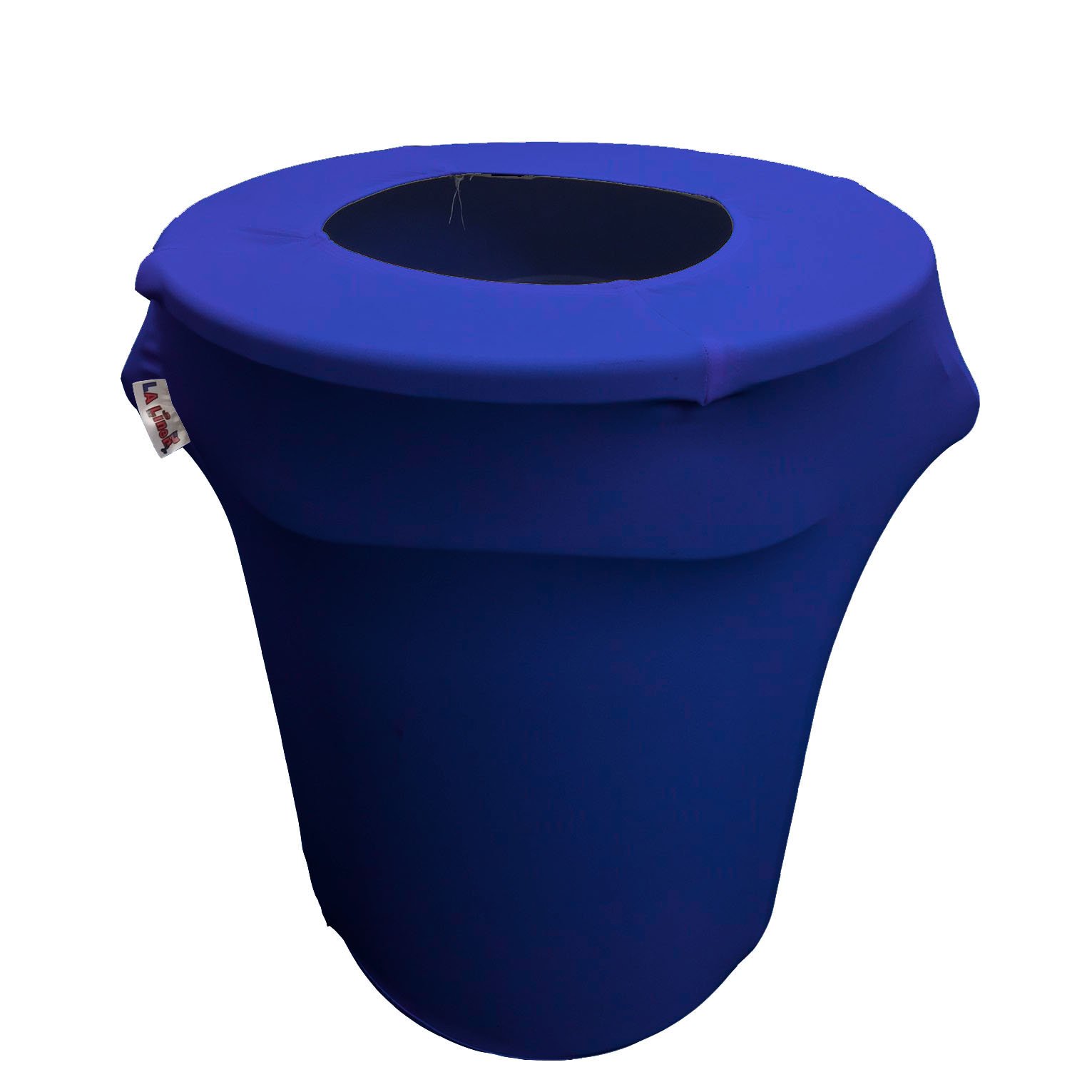 LA Linen Stretch Spandex Fitted Trash Can Cover 32-Gallon Round, Bin Waste Container Cover, Outdoor Indoor Patio Backyard Decor, Royal Blue