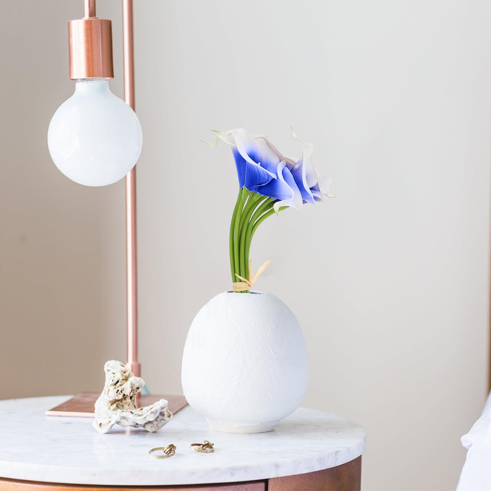 Healeved 20 Pezzi Fiori Artificiali Mini Calla Decorativi e Blu per Bouquet da Sposa, Ornamenti Floreali per Feste, Casa e Ufficio, Fiori Finti Riutilizzabili per Matrimoni