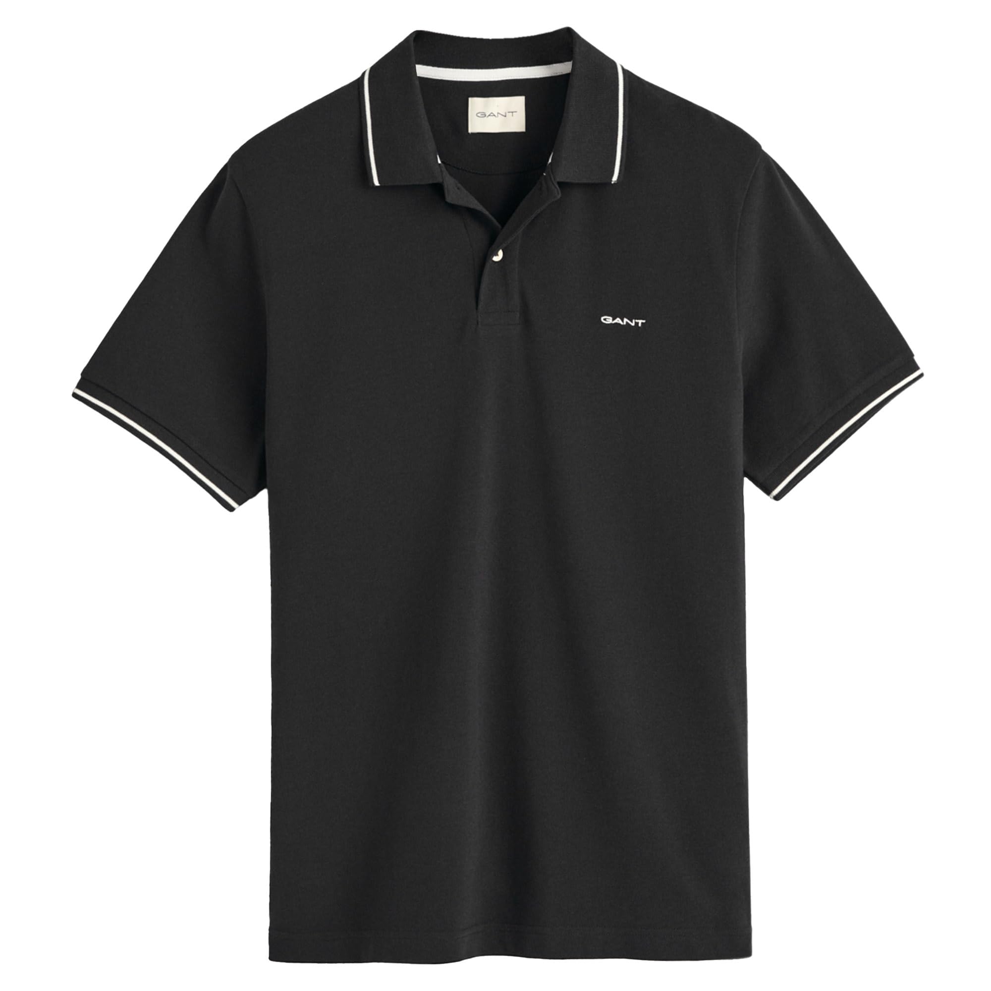 GANT Men's Tipping SS Pique Rugger, Black, XXL